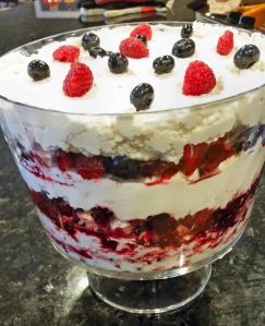 Eton mess in glass bowl