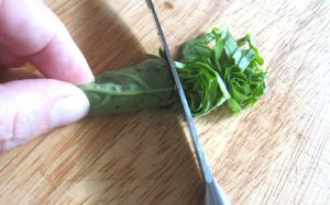 Chiffonade of basil 003