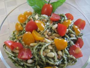 Basil Pesto Pasta with tomatoes