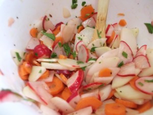Kohlrabi Radish and Carrot Salad